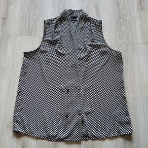 Women's XL Who What Wear Black and White Polka Dot V-neck Tunic Tank